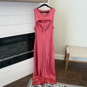 Paige Pink Silk Cutout Midi Dress